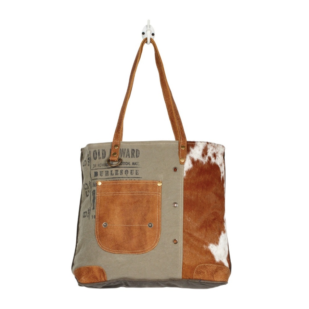 LEATHER POCKET TOTE BAG